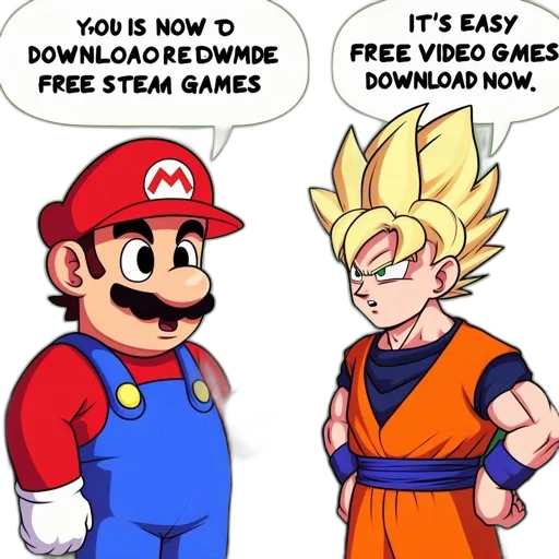 pixel art, amusing, illustration, pairs, mario, goku, discussing, free transparent PNG cut-out