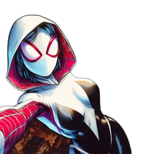 comic book art, concept art, during, twilight, unconventional, spider-man, character, overlooks transparent PNG cut-out