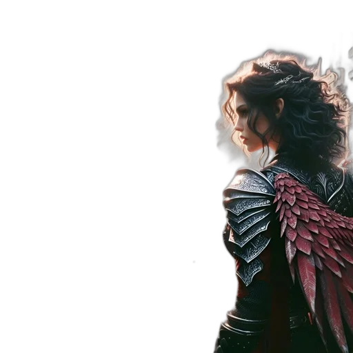 dragon, jacket, sword, concept art, fantasy art, photorealistic, comic book art, female transparent PNG cut-out