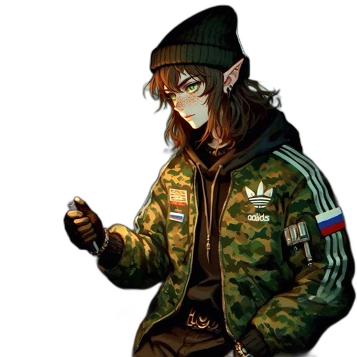 jacket, staff, weapon, face, pixel art, cyberpunk, concept art, fantasy art transparent PNG cut-out