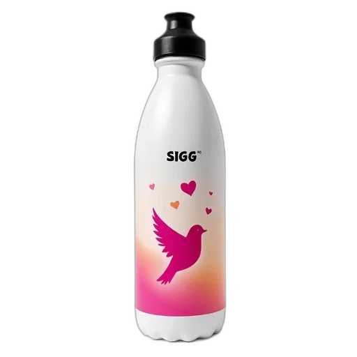 bottle, 3d render, vaporwave, white, water, black, cap, label transparent PNG cut-out