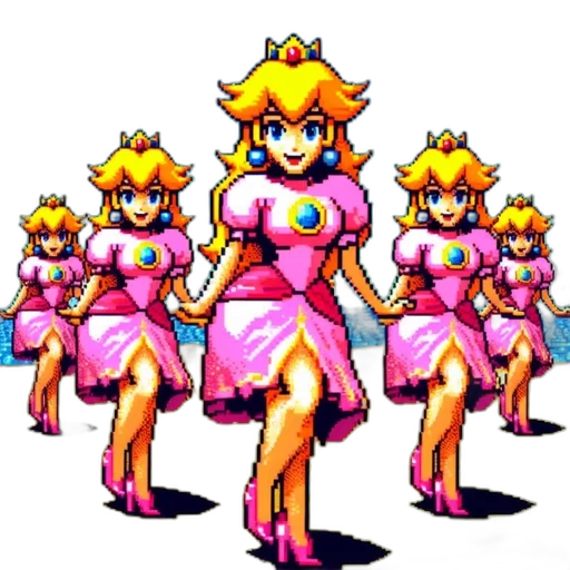 crown, dress, staff, weapon, pixel art, vaporwave, concept art, 3d render transparent PNG cut-out