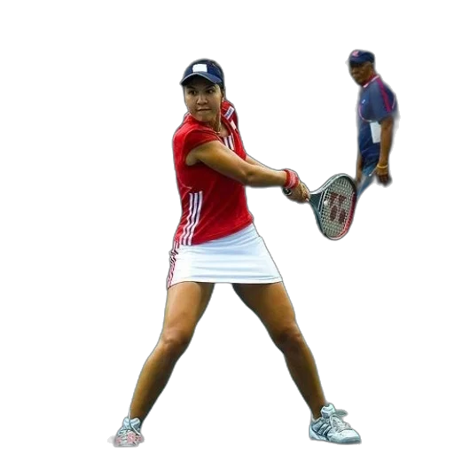 staff, 3d render, photorealistic, woman, red, shirt, white, skirt transparent PNG cut-out