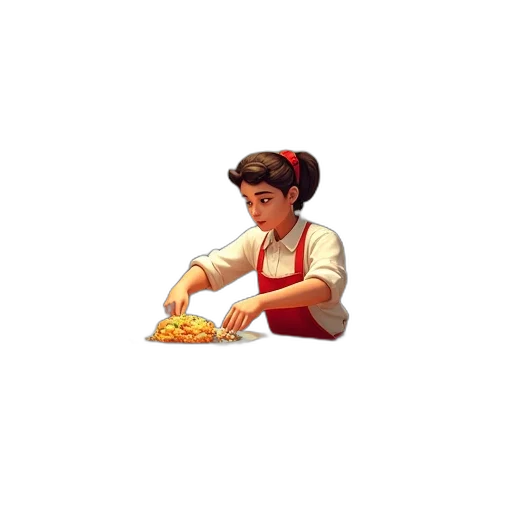 food, staff, pixel art, photorealistic transparent PNG cut-out