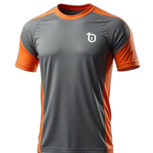 dress, 3d render, thermo, tech, tee, grey, orange, trim transparent PNG cut-out