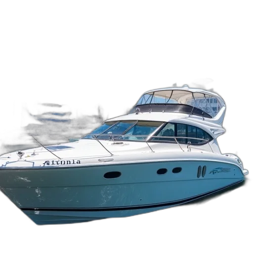3d render, photorealistic, white, speedboat, cabin, radar, antenna, top transparent PNG cut-out