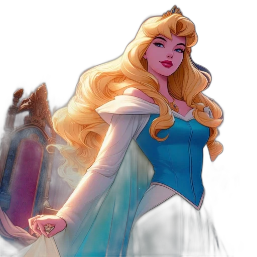 dress, crown, concept art, fantasy art, comic book art, photorealistic, pastel, blue transparent PNG cut-out
