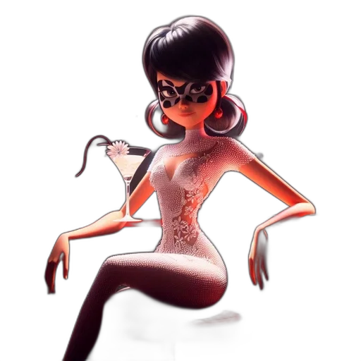 dress, creature, robot, concept art, cartoon, comic book art, 3d render, animated transparent PNG cut-out