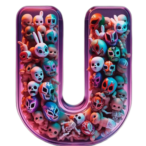 jewelry, 3d render, concept art, neon lights, letter, made, clear, material transparent PNG cut-out
