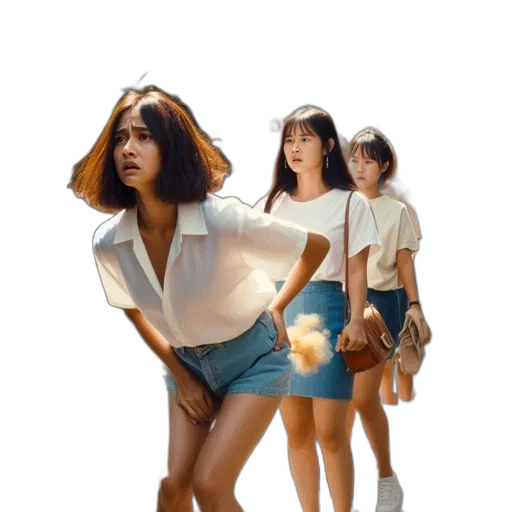 dress, jacket, hair, creature, concept art, vaporwave, anime, 3d render transparent PNG cut-out
