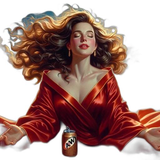 bottle, photorealistic, oil painting, fantasy art, concept art, fire, woman, voluminous transparent PNG cut-out