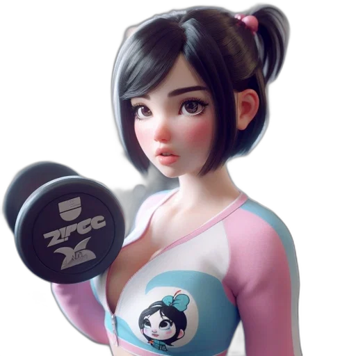 concept art, fantasy art, 3d render, photorealistic, pastel, animated, woman, sportswear transparent PNG cut-out