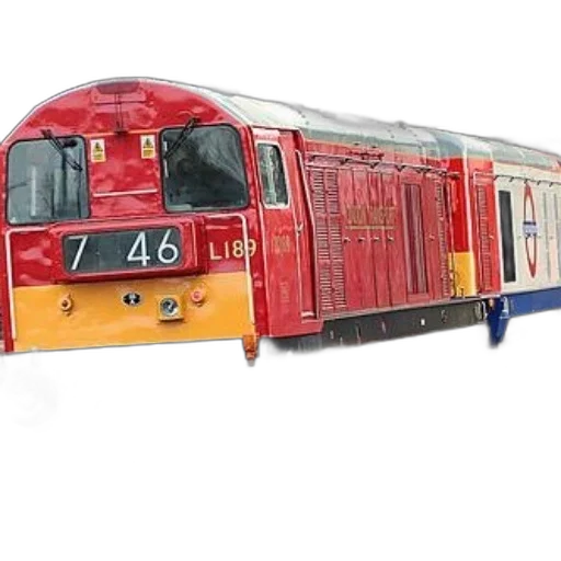 3d render, photorealistic, concept art, red, yellow, train, number, 746 transparent PNG cut-out