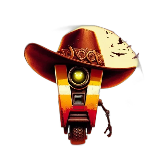 robot, hat, staff, concept art, 3d render, pixel art, fantasy art, anthropomorphic transparent PNG cut-out