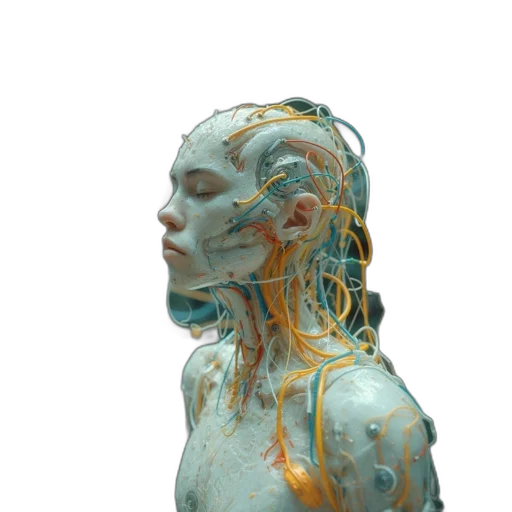 robot, face, mask, jewelry, 3d render, concept art, photorealistic, cyberpunk transparent PNG cut-out