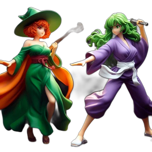 concept art, fantasy art, 3d render, pixel art, green, two, animated, females transparent PNG cut-out