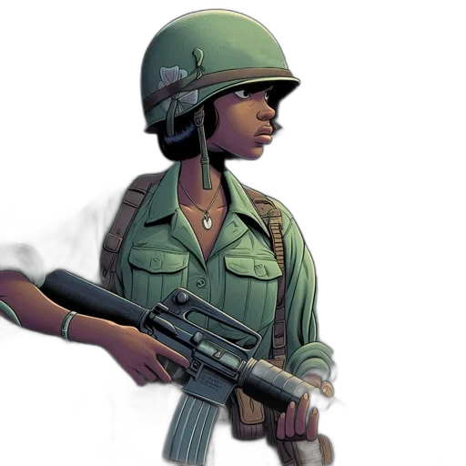 weapon, staff, jacket, face, concept art, comic book art, 3d render, pixel art transparent PNG cut-out