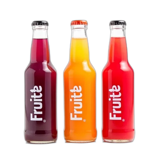 bottle, food, three, bottles, beverage, word, fruity, label transparent PNG cut-out