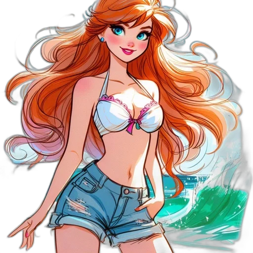 dress, cartoon, anime, watercolor, concept art, beach, underwater, pastel transparent PNG cut-out