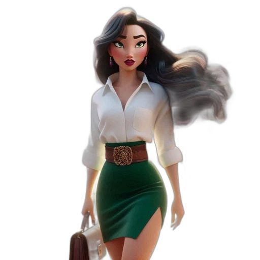 dress, concept art, fantasy art, 3d render, cartoon, earth tones, green, 3d-animated transparent PNG cut-out