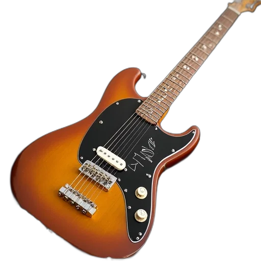 weapon, 3d render, photorealistic, guitar, brown, body, black, pickguard transparent PNG cut-out
