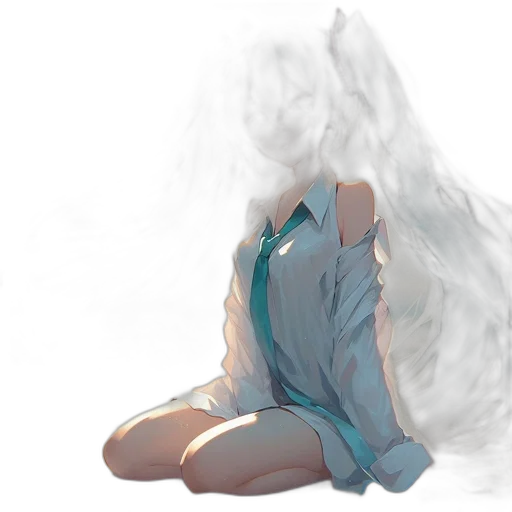 dress, mask, creature, hair, concept art, watercolor, anime, photorealistic transparent PNG cut-out