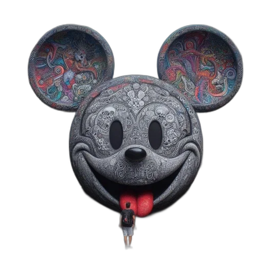 mask, umbrella, face, photorealistic, elaborate, graffiti-style, mickey, mouse transparent PNG cut-out