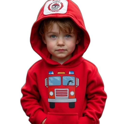 jacket, fire, engine, birthday, kids, hoodie transparent PNG cut-out