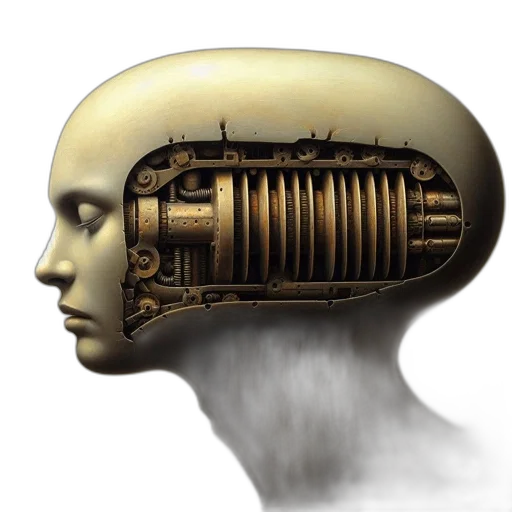 robot, hair, crown, face, concept art, cyberpunk, photorealistic, fantasy art transparent PNG cut-out