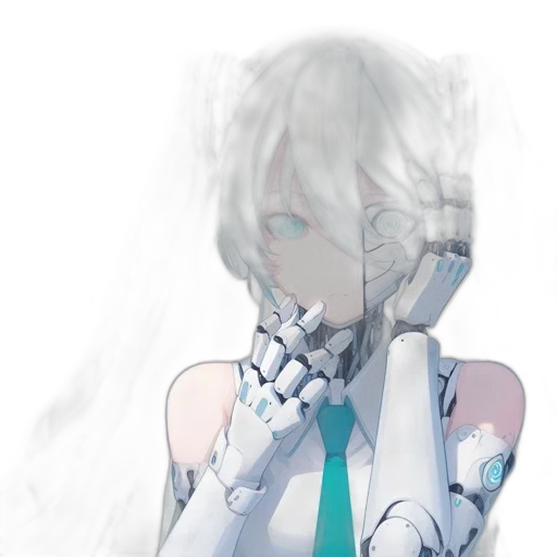 robot, mask, face, weapon, anime, concept art, vaporwave, pixel art transparent PNG cut-out