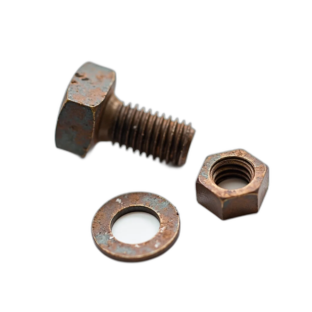 jewelry, weapon, 3d render, earth tones, rusty, bolt, nut, washer transparent PNG cut-out
