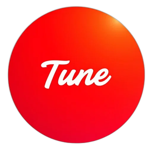 red, circle, word, tune, white, cursive, font, centered transparent PNG cut-out