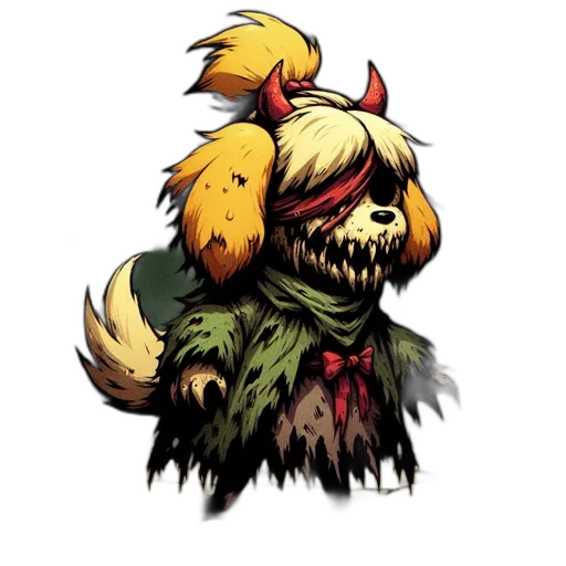 creature, animal, staff, concept art, comic book art, pixel art, fantasy art, dog-like transparent PNG cut-out