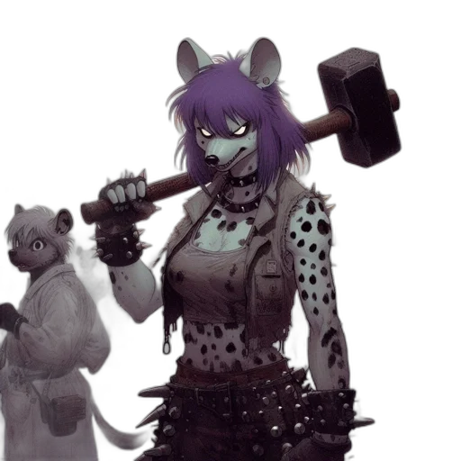 staff, weapon, animal, concept art, cyberpunk, fantasy art, comic book art, monochrome transparent PNG cut-out