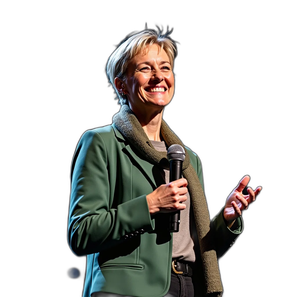 staff, jacket, woman, short, hair, standing, smiling, while transparent PNG cut-out