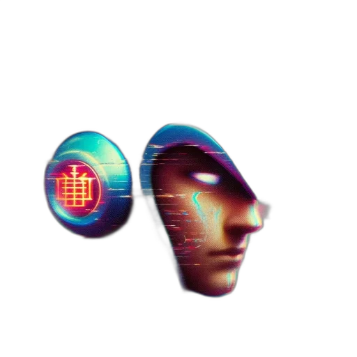 robot, mask, face, cyberpunk, vaporwave, pixel art, 3d render, outer space transparent PNG cut-out