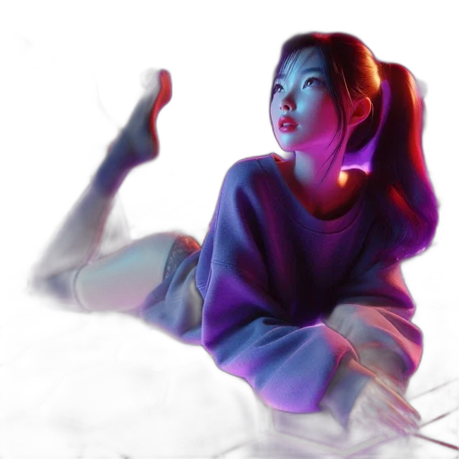 creature, concept art, vaporwave, photorealistic, 3d render, neon lights, underwater, outer space transparent PNG cut-out