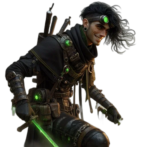 staff, weapon, sword, concept art, cyberpunk, fantasy art, comic book art, green transparent PNG cut-out