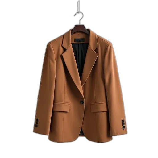 jacket, dress, earth tones, brown, blazer, black, collar, tag transparent PNG cut-out