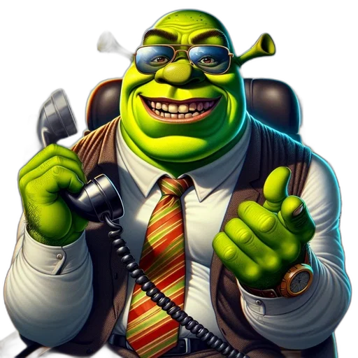 staff, concept art, photorealistic, 3d render, shrek, formal, attire, shown transparent PNG cut-out