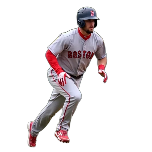 baseball, player, gray, uniform, word, boston, chest, holding transparent PNG cut-out