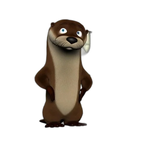 animal, staff, creature, 3d render, concept art, cartoon, photorealistic, otter transparent PNG cut-out