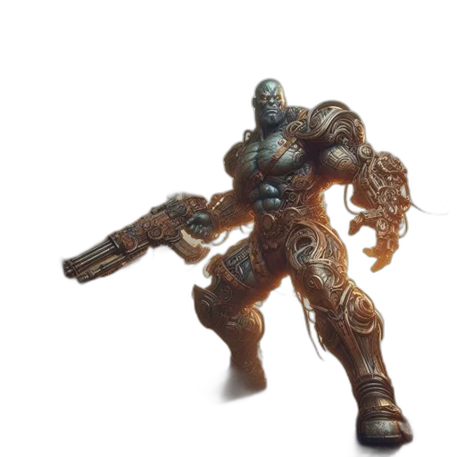 weapon, robot, creature, staff, 3d render, concept art, fantasy art, photorealistic transparent PNG cut-out