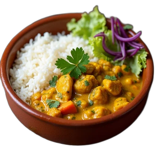 food, traditional, indian, curry, dish, rice, garnished, cilantro transparent PNG cut-out