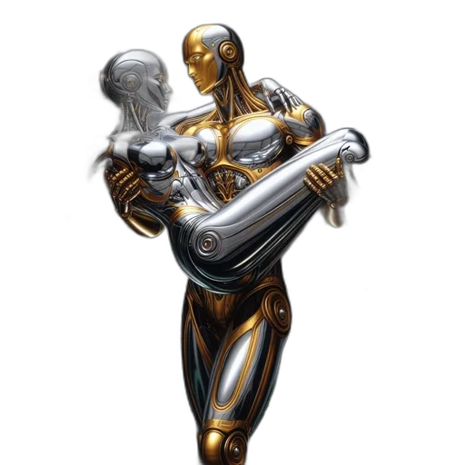robot, sword, weapon, staff, concept art, comic book art, 3d render, fantasy art transparent PNG cut-out