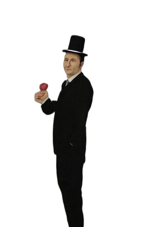 hat, staff, umbrella, robot, concept art, 3d render, surreal, painting transparent PNG cut-out