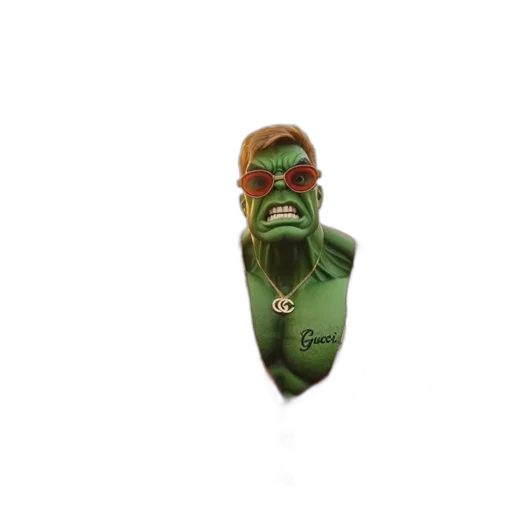 mask, staff, face, creature, 3d render, concept art, photorealistic, green transparent PNG cut-out