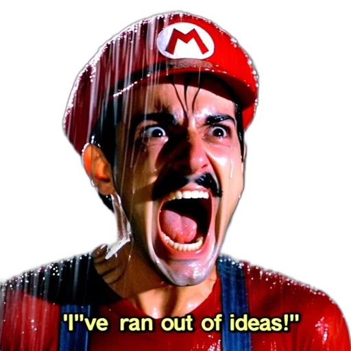 hat, 3d render, pixel art, concept art, neon lights, individual, resembling, mario transparent PNG cut-out