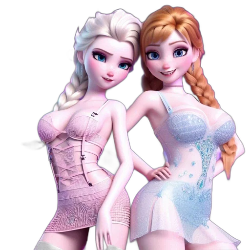 dress, 3d render, concept art, cartoon, fantasy art, snow, two, animated transparent PNG cut-out