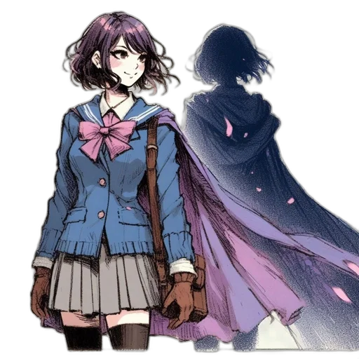 dress, staff, jacket, mask, concept art, anime, pixel art, vaporwave transparent PNG cut-out